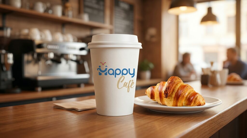 Café y croissant de Happy Café